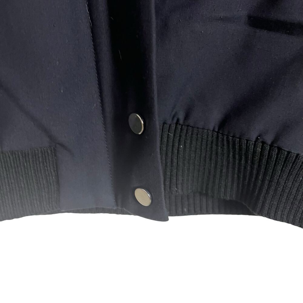 Maje Dark Blue Raccoon Fur Trim Hooded Sherpa Parka Coat Size Large - Picture 7 of 10